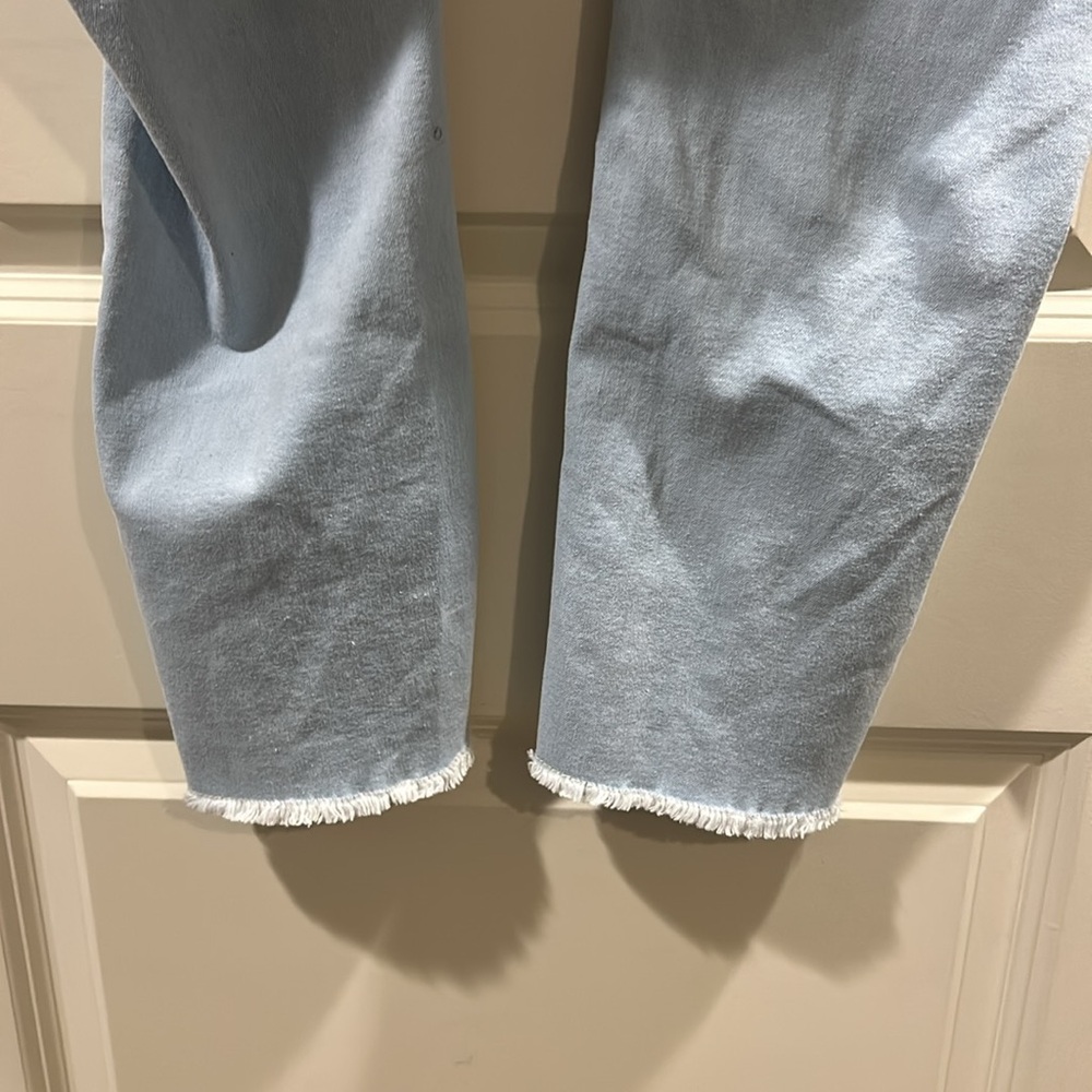 YMI WANNABETTABUTT? Skinny embroidered pockets distress Jeans fringe hem size 14 - Picture 14 of 14